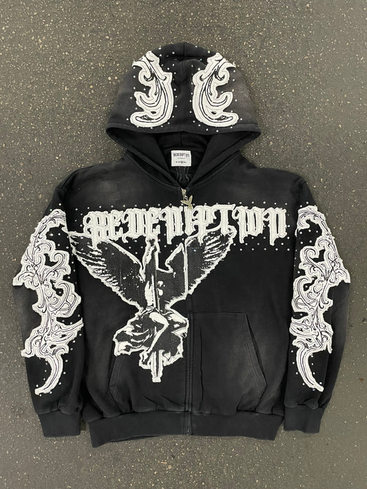 V2 "HONOR" DISTRESSED ZIP UP