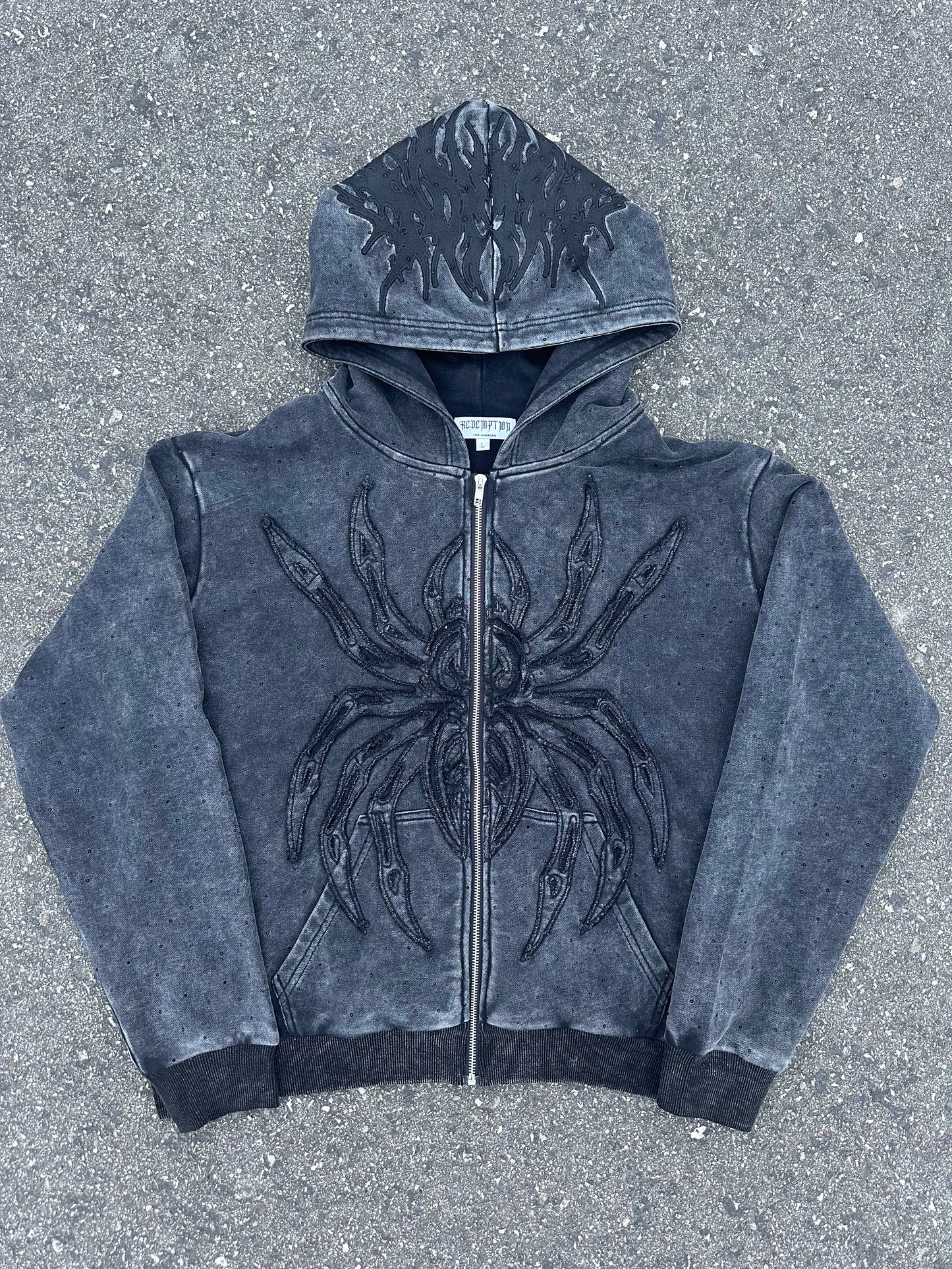 "SPIDER" RHINESTONE ZIP UP