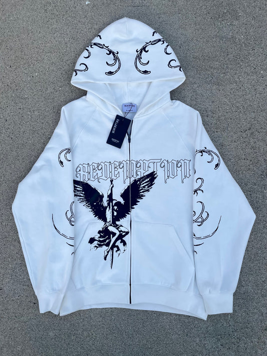 WHITE "HONOR" ZIP UP