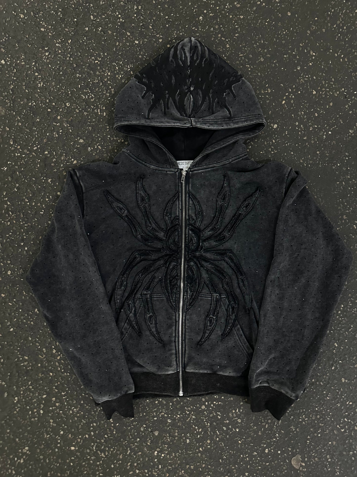 "SPIDER" RHINESTONE ZIP UP