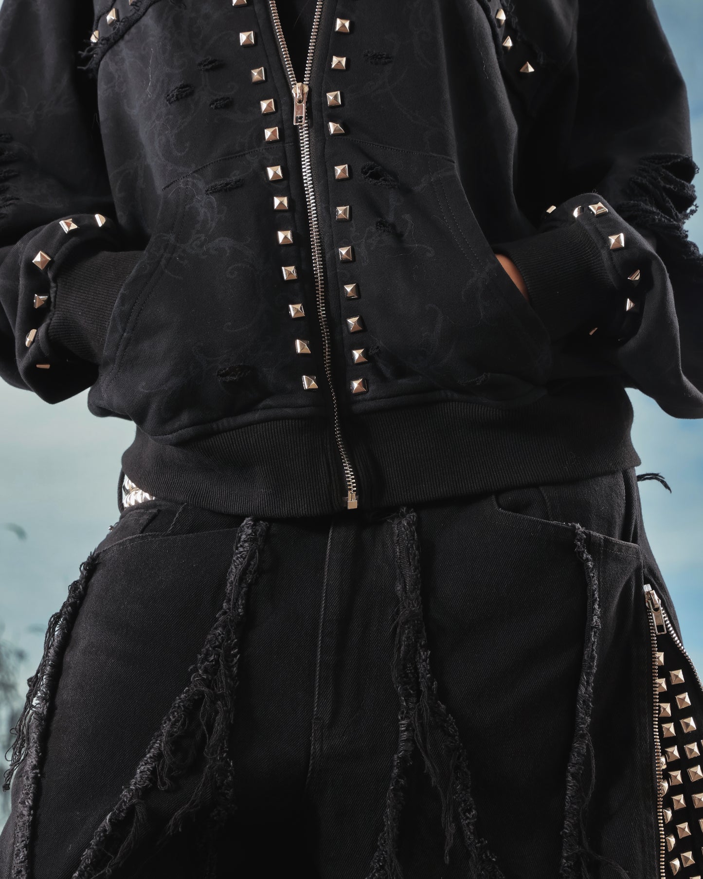 "VEIL" STUDDED ZIP UP