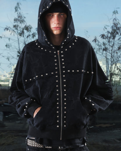 "VEIL" STUDDED ZIP UP