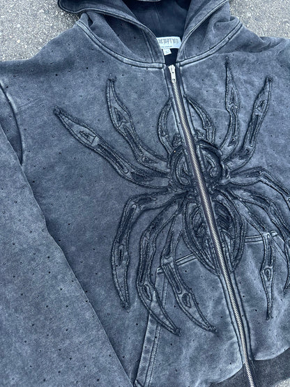 "SPIDER" RHINESTONE ZIP UP