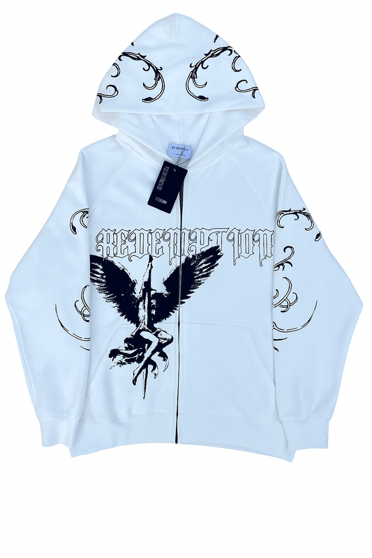 WHITE "HONOR" ZIP UP